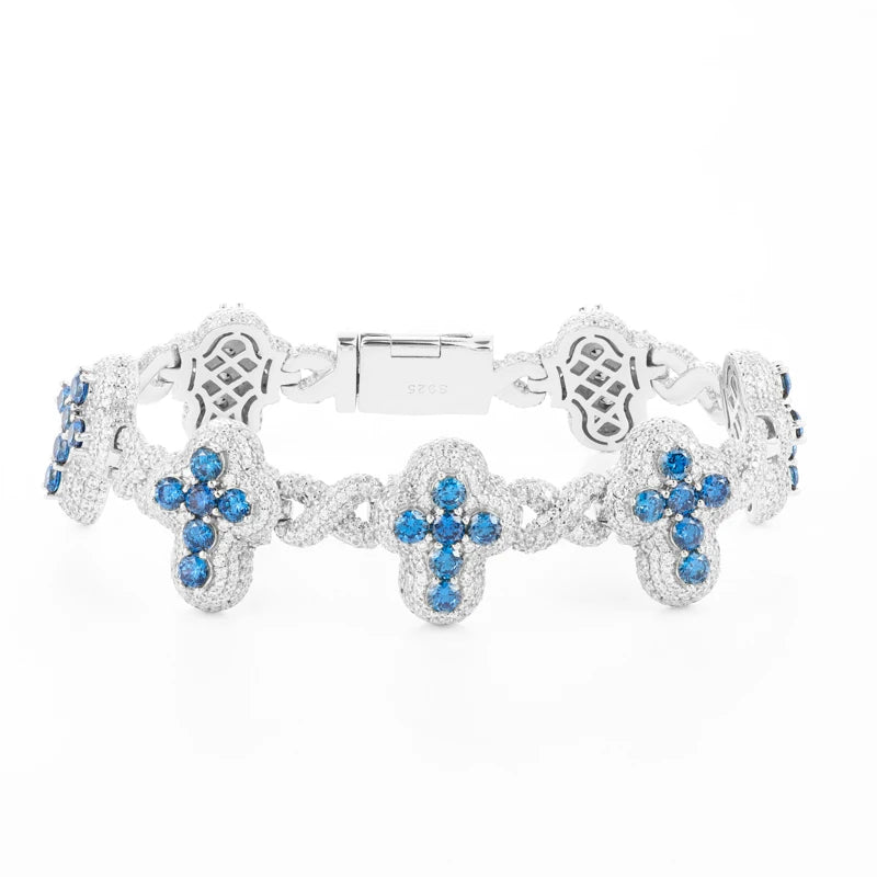 Silver Iced Out Cross Bracelet