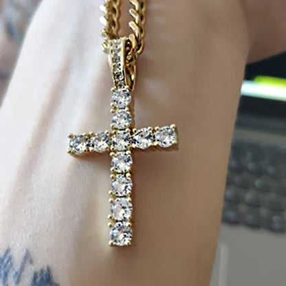 Model wearing Cross Pendant Necklace 