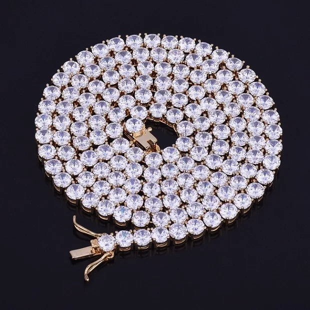 Cubic zirconia tennis chain laid showing clasp detail