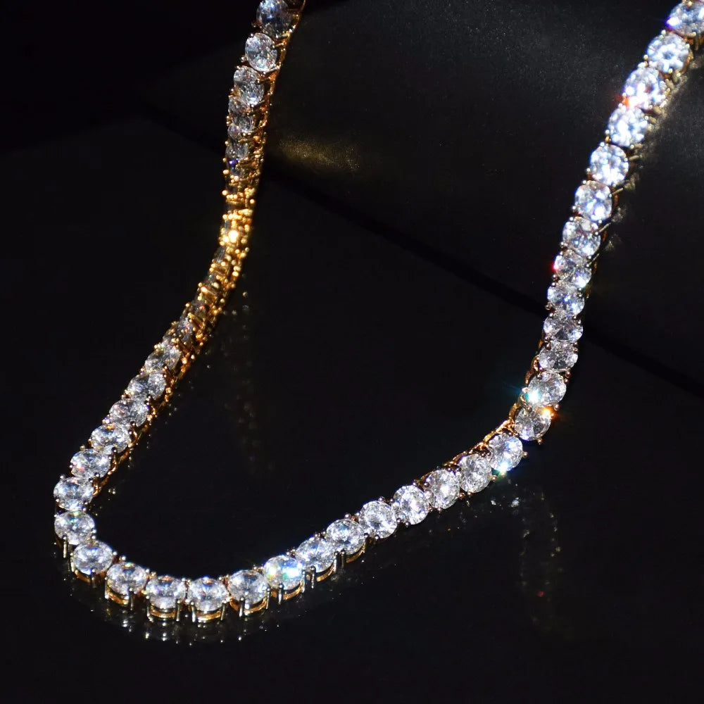 Full length view of cubic zirconia tennis chain necklace