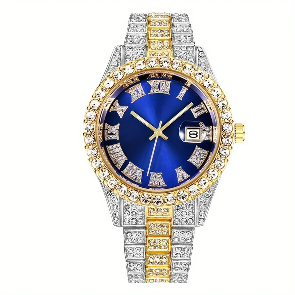 Vintage Watch Inspired Retro Quartz Timepiece blue  dial watches on white background