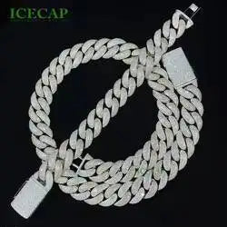 Moissanite Iced Out Cuban Link Chain and Bracelet on a black background