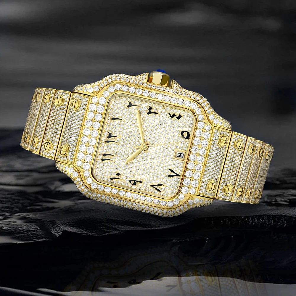 Moissanite Diamond Automatic Watch – Luxury Men’s Mechanical Timepiece