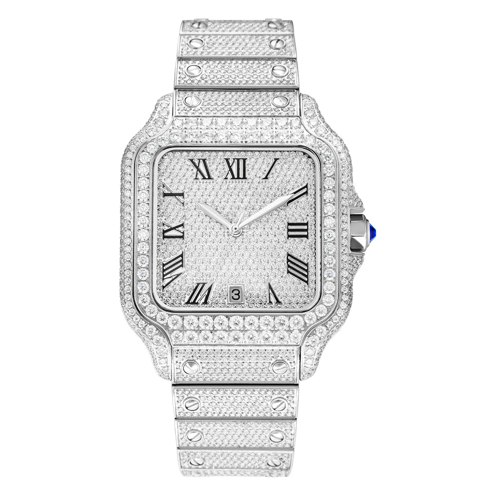 Moissanite Diamond Automatic Watch – Luxury Men’s Mechanical Timepiece