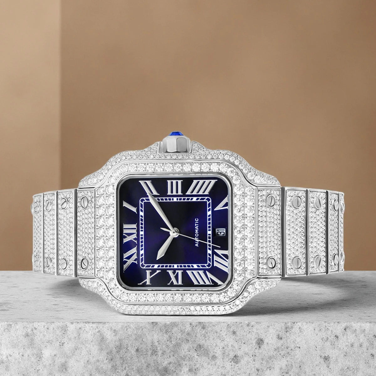 Moissanite Diamond Automatic Watch – Luxury Men’s Mechanical Timepiece