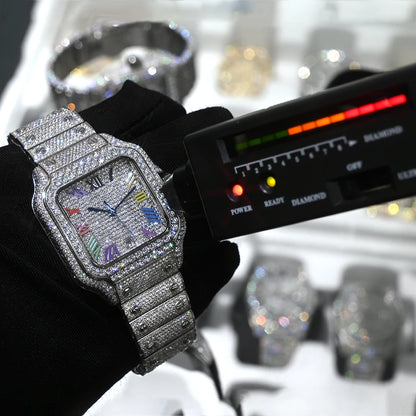 Moissanite Diamond Automatic Watch displayed