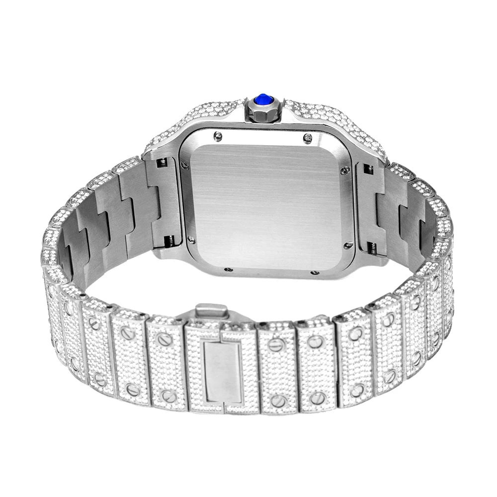 Close up of Moissanite Diamond Automatic Watch with VVS stones
