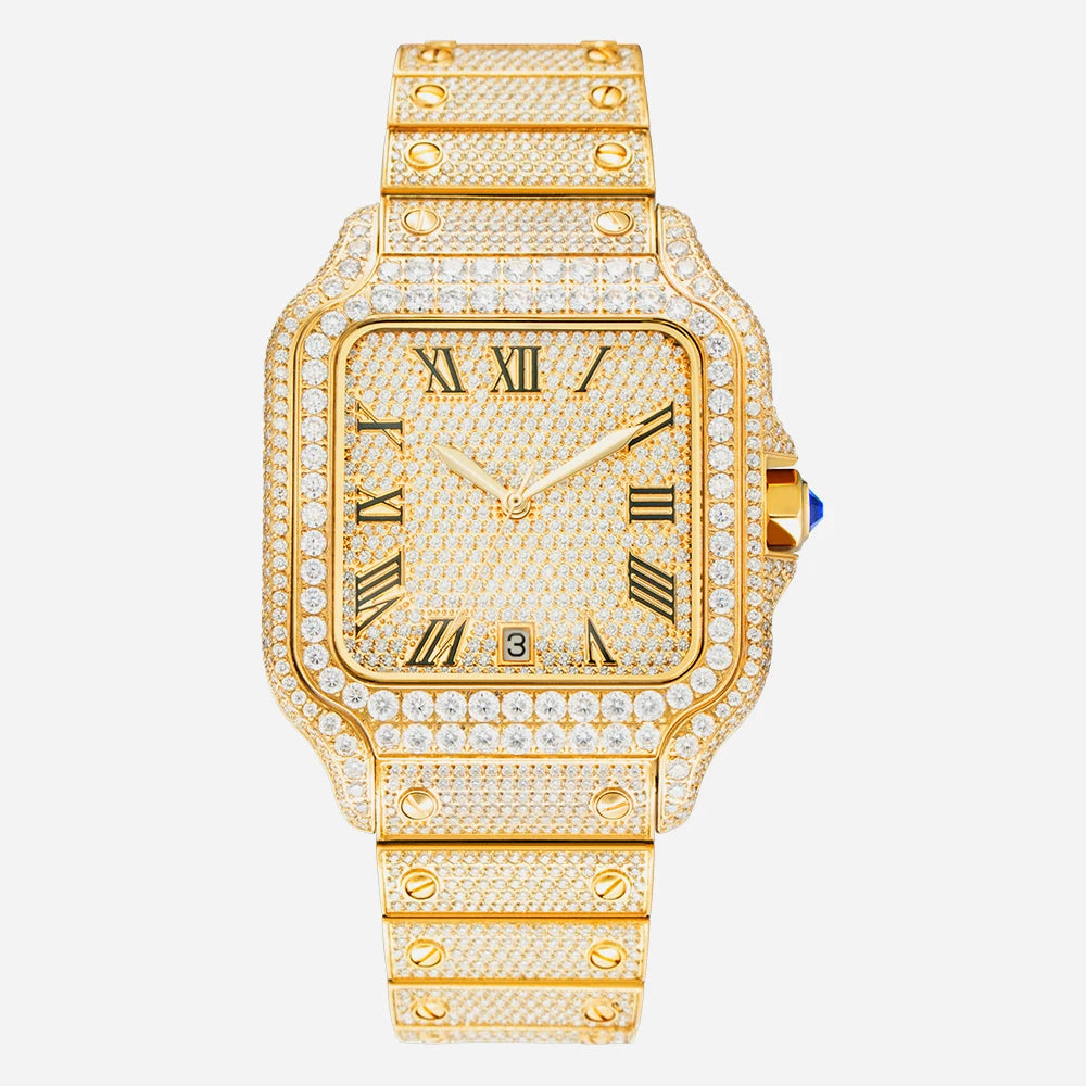 Moissanite Diamond Automatic Watch – Luxury Men’s Mechanical Timepiece