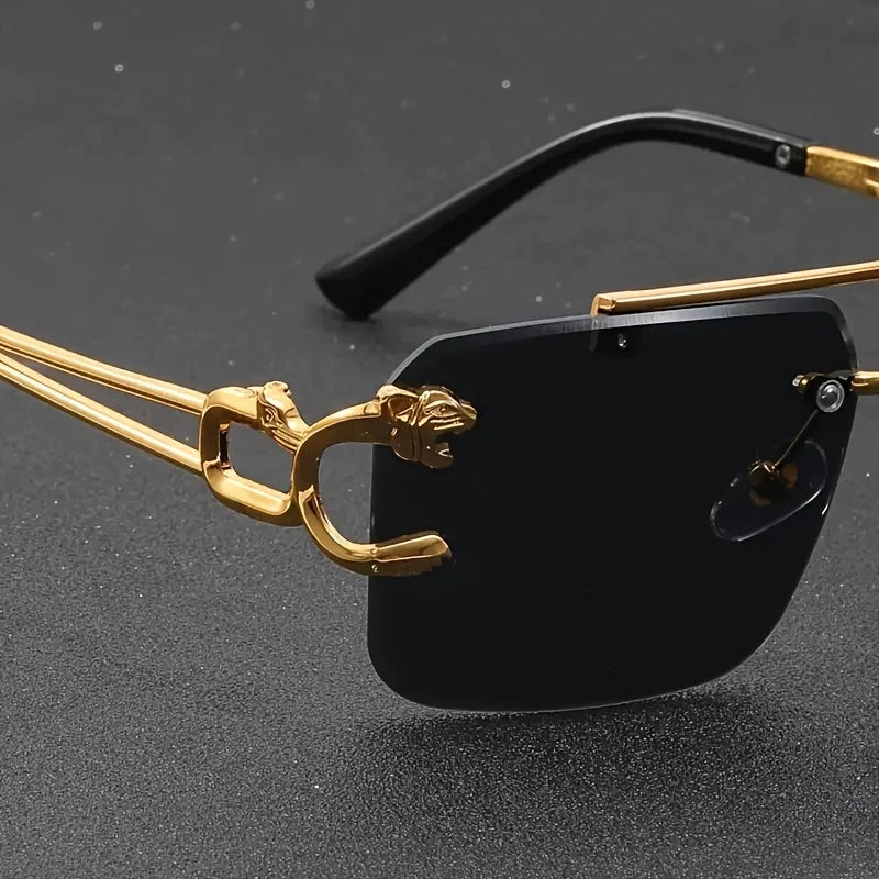 Close up of Golden Fashion Tiger Sunglasses gold frame