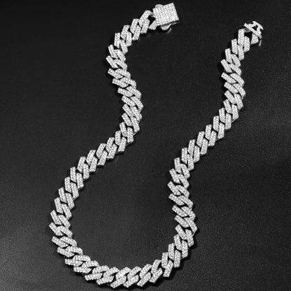 14MM Iced Cuban Link Chain Necklace on black background