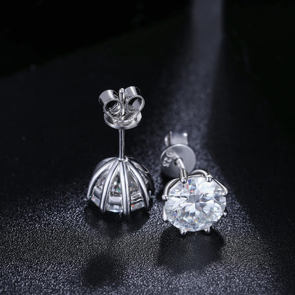 VVS Moissanite 0.5-12ct 8 Prong Stud Earrings showcasing a brilliant VVS moissanite stone in an elegant setting.