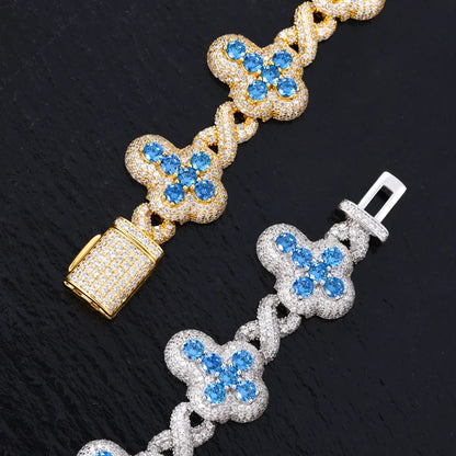 Iced Out Cross Bracelet on black background