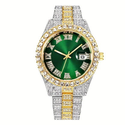 Vintage Watch Inspired Retro Quartz Timepiece green dial watches on white background