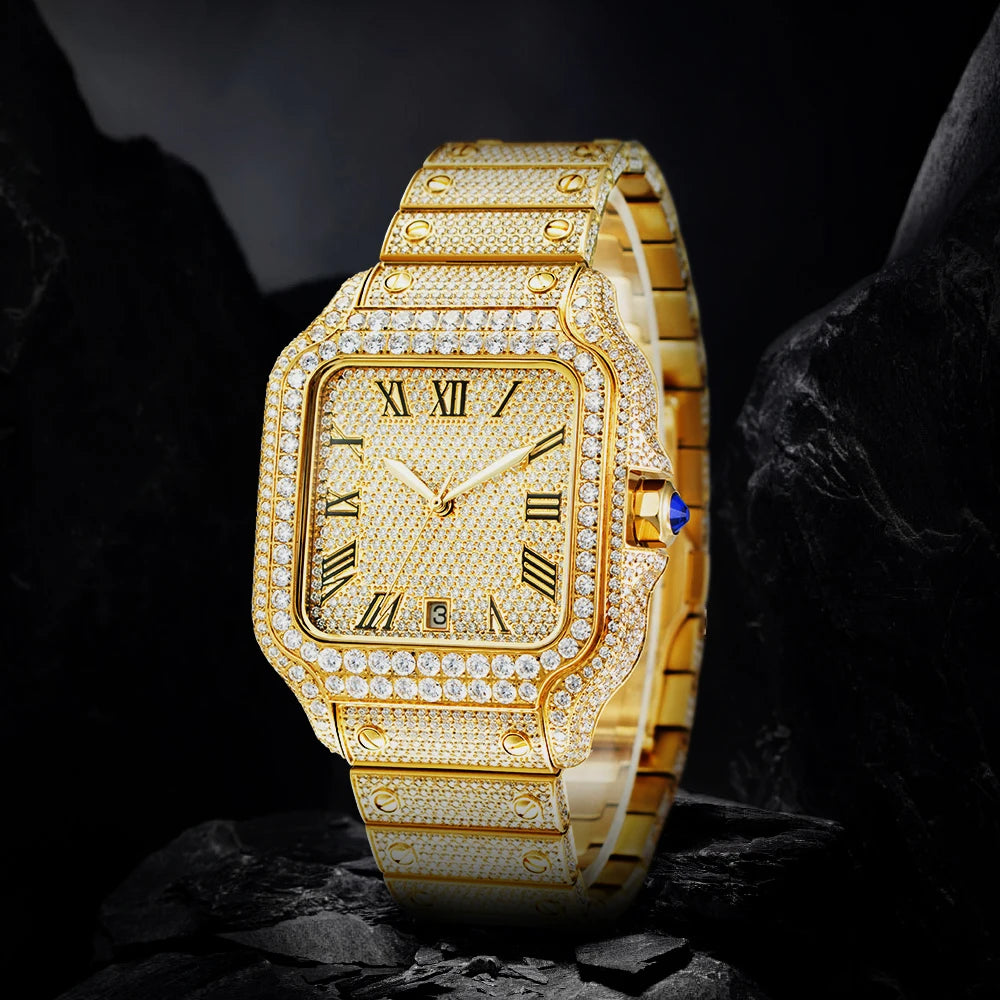 Moissanite Diamond Automatic Watch – Luxury Men’s Mechanical Timepiece