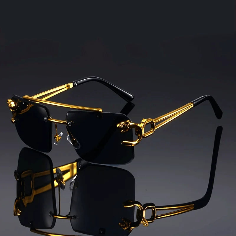 Golden Fashion Tiger Sunglasses on black background