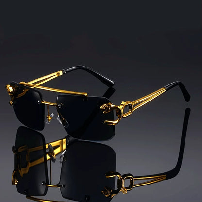 Golden Fashion Tiger Sunglasses on black background