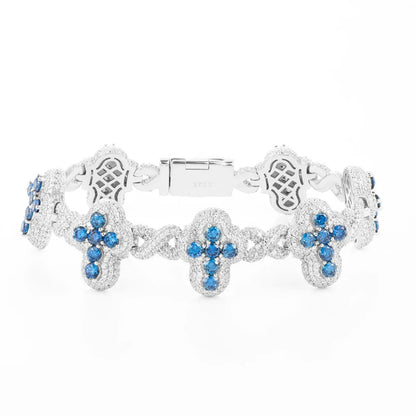 Silver Iced Out Cross Bracelet 