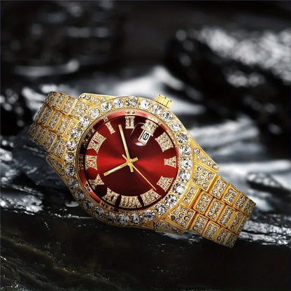 Vintage Watch Inspired Retro Quartz Timepiece  red dial watches on bl;ack background