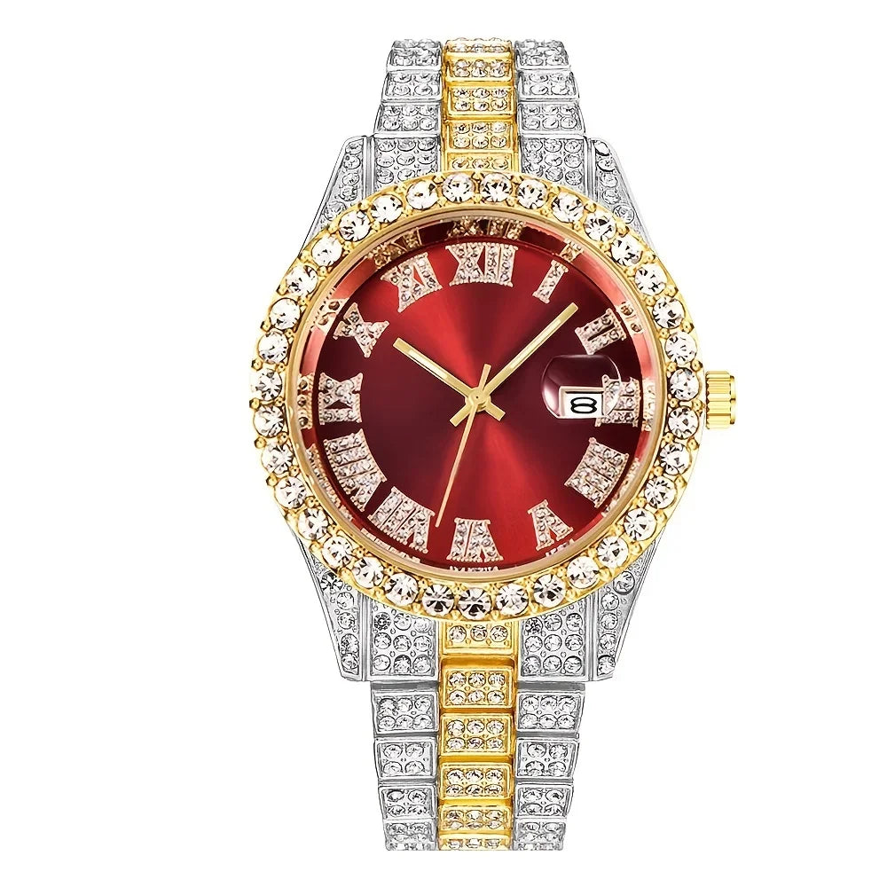Vintage Watch Inspired Retro Quartz Timepiece  red dial watches on white background