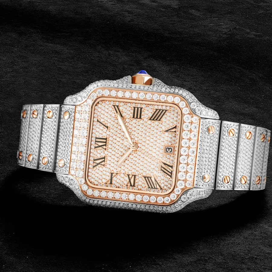 Moissanite Diamond Automatic Watch – Luxury Men’s Mechanical Timepiece