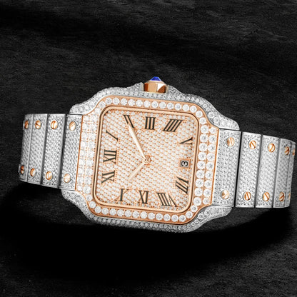 Moissanite Diamond Automatic Watch – Luxury Men’s Mechanical Timepiece