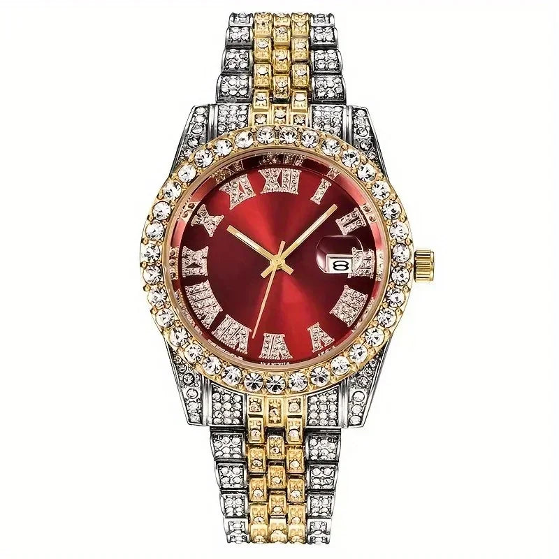 Vintage Watch Inspired Retro Quartz Timepiece red dial watches on white background