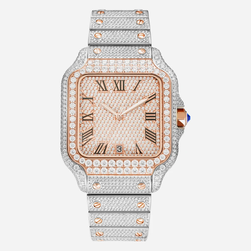 Moissanite Diamond Automatic Watch – Luxury Men’s Mechanical Timepiece