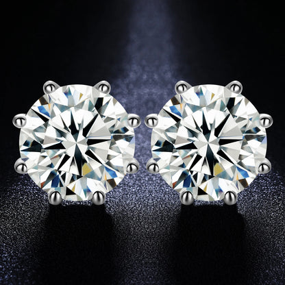 VVS Moissanite 0.5-12ct 8 Prong Stud Earrings on black background