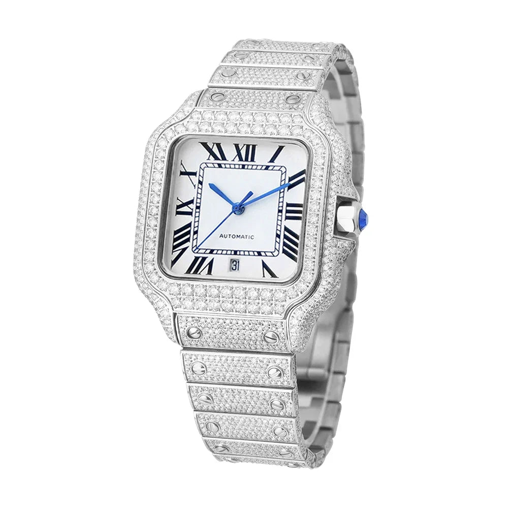 Moissanite Diamond Automatic Watch – Luxury Men’s Mechanical Timepiece