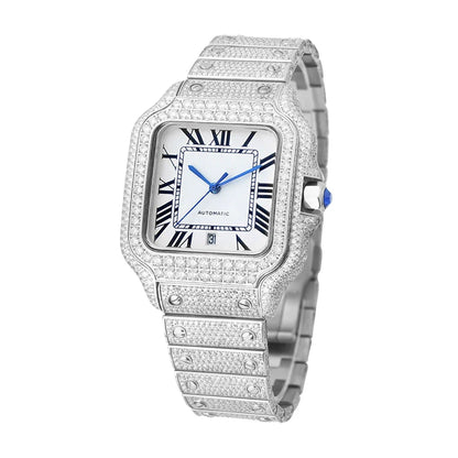 Moissanite Diamond Automatic Watch – Luxury Men’s Mechanical Timepiece